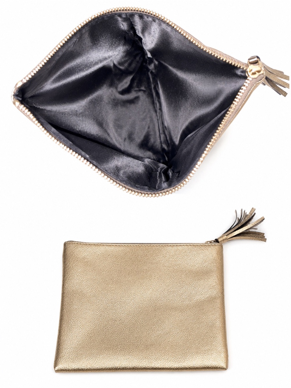 Metallic Gold Women's Zip Pouch - Sleek Everyday Clutch